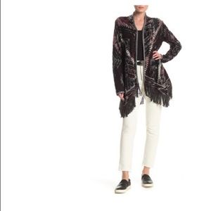 Lucky Brand Fringed Brushed Knit Asymmetrical Cardigan Size Medium NWT